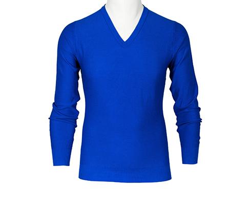 Fioroni Cashmere - V-Kragenpullover in blau