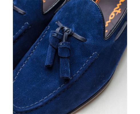 Santoni - Tassel Loafer in napoliblau aus Veloursleder