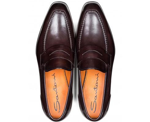 Santoni - Penny Loafer in dunkelbraun mit  leichtem Verlauf