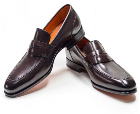 Santoni - Penny Loafer in dunkelbraun mit  leichtem Verlauf