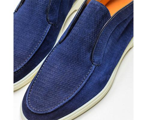 Santoni - Loafer in dunkelblau aus geprägtem Veloursleder