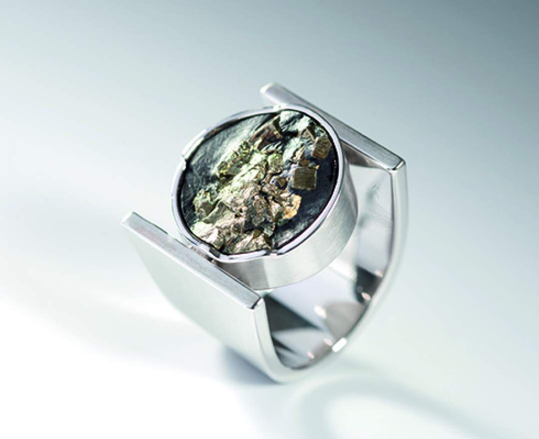 Edel und Mehr Design Silber Ring mit Schieferpyrit