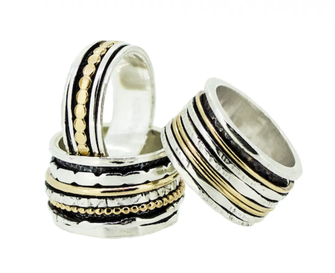 JEH JEWELS - Ring silber oxidert, gold filled