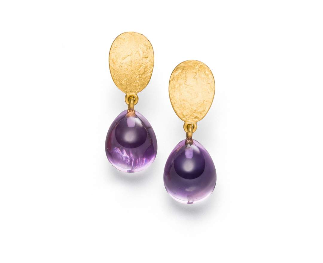 Goldschmiede TRAPEZ - Birgit Johannsen - Ohrschmuck mit Amethyst und 24kt Goldplattierung