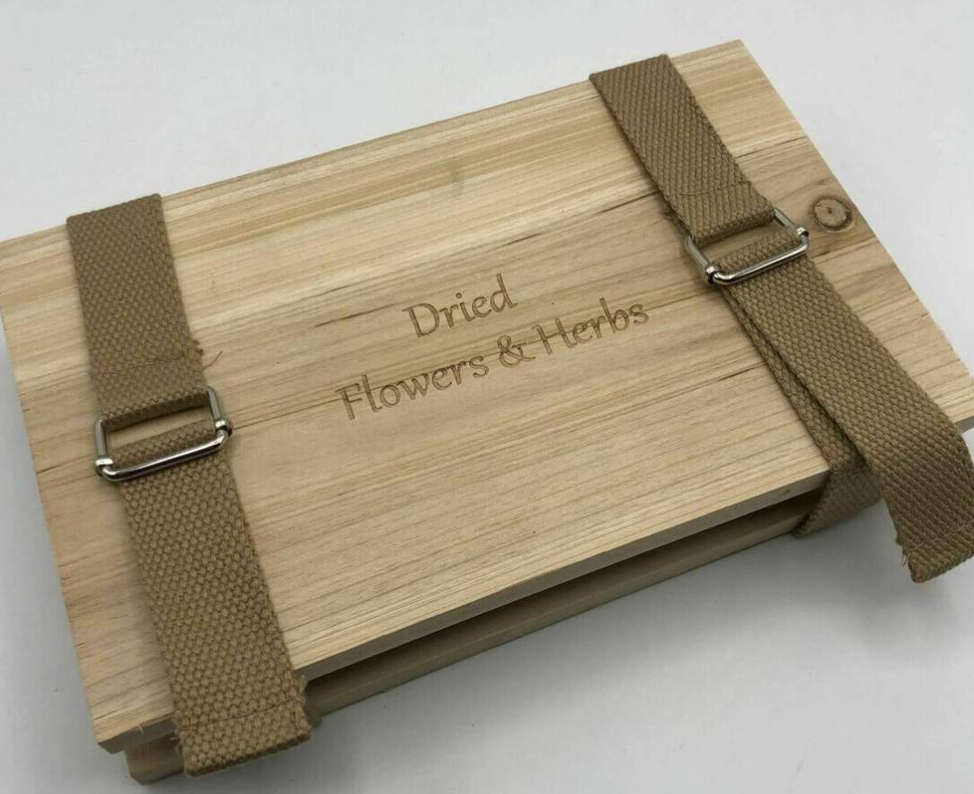 1st Tannendiele Holzhalterung zum Trocknen von Blumen und Kräutern (mit Lasche)