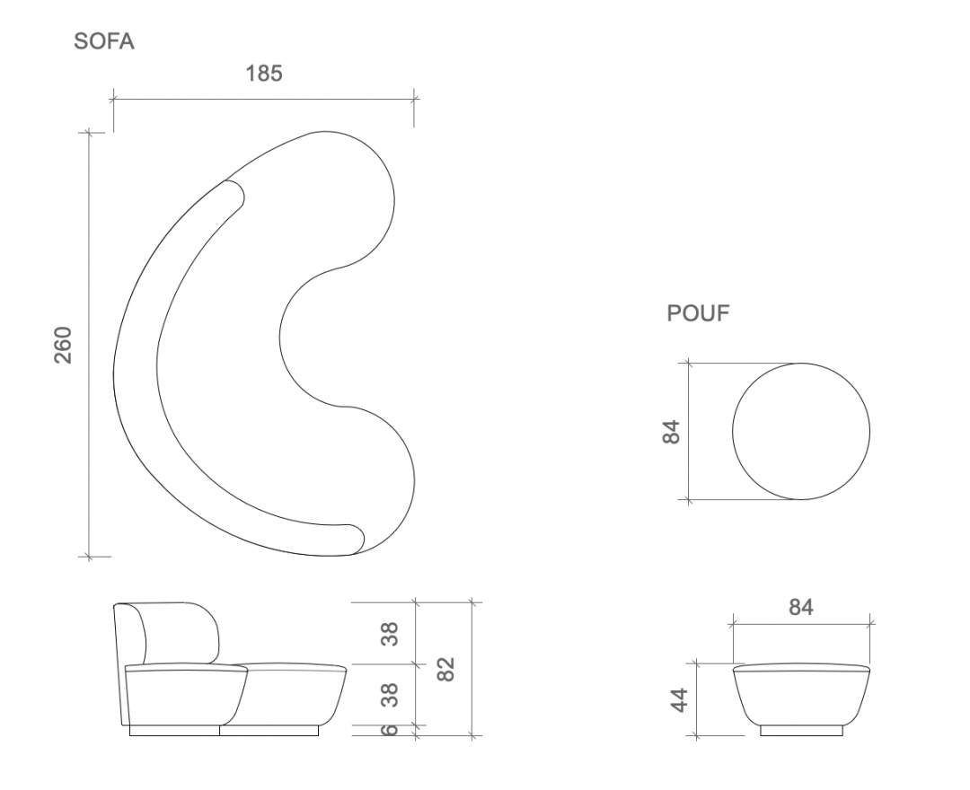 IH Studio Collection, Sofa mit Pouf KAN