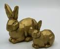 1st Tannendiele - Großer goldener Osterhase, liegend Thumbnail