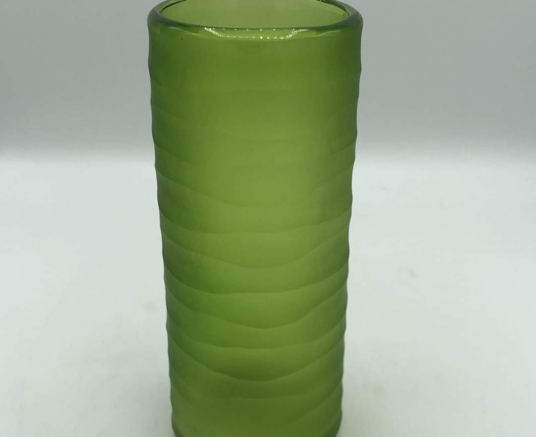 1st Tannendiele Carved cylinder glass vase, grass green
