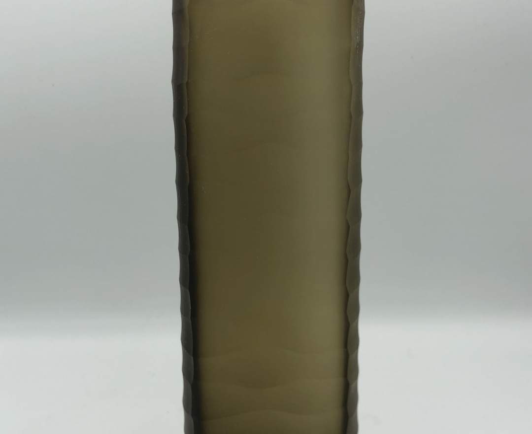 1st Tannendiele - Carved rectangular glass vase, milk chocolate, L