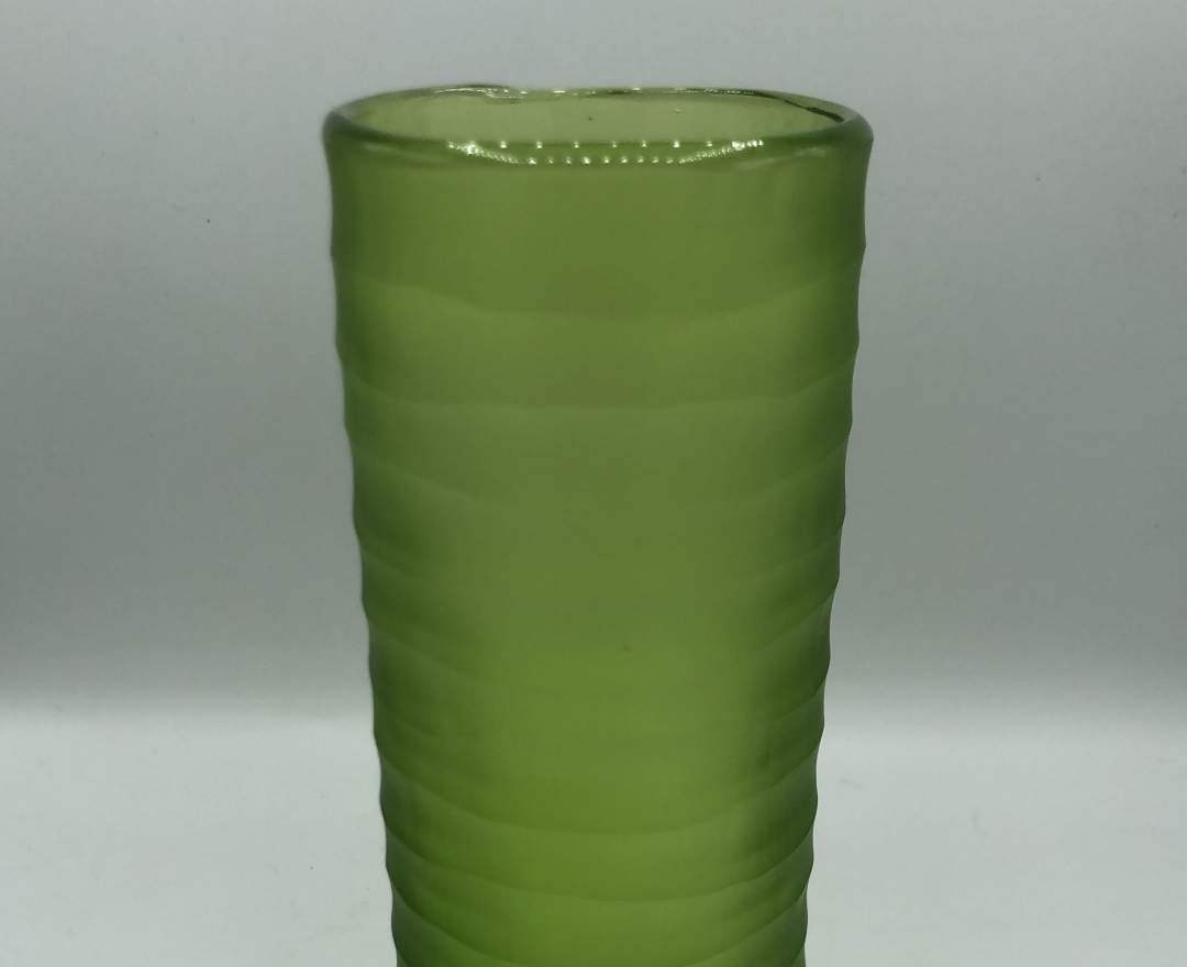1st Tannendiele Carved cylinder glass vase, grass green, L