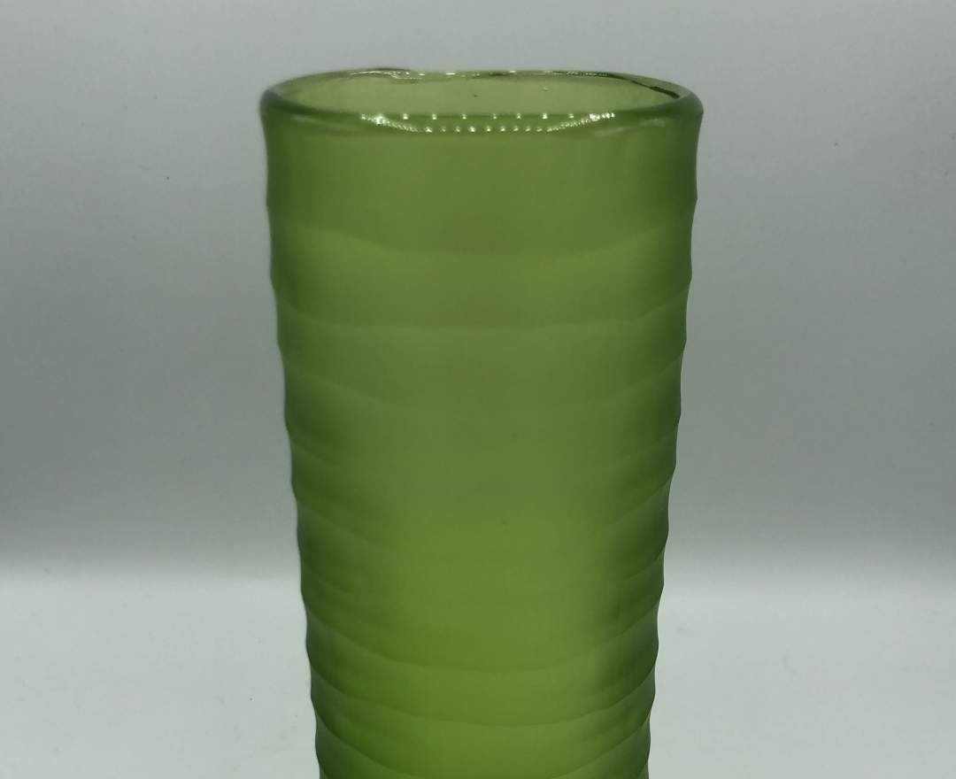 1st Tannendiele - Carved cylinder glass vase, grass green, L