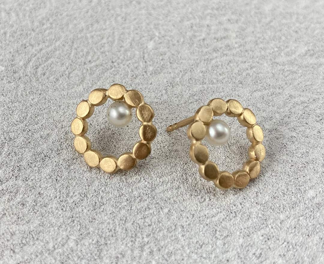 Goldschmiede im Hof Ohrstecker Kreis mit Zuchtperlen L, Gold