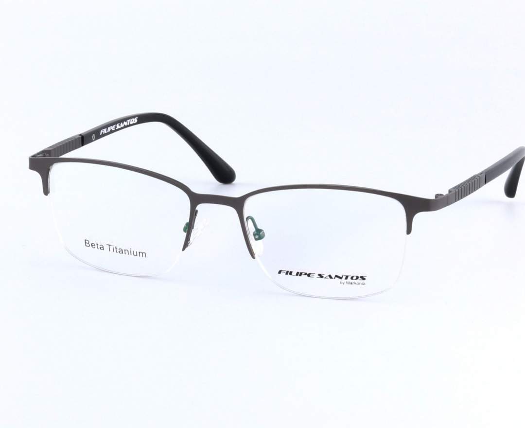 Filipe Santos Herrenfassung von Filipe Santos in Grau/Schwarz Titanbrille mit neuartigen genuteten Bügel