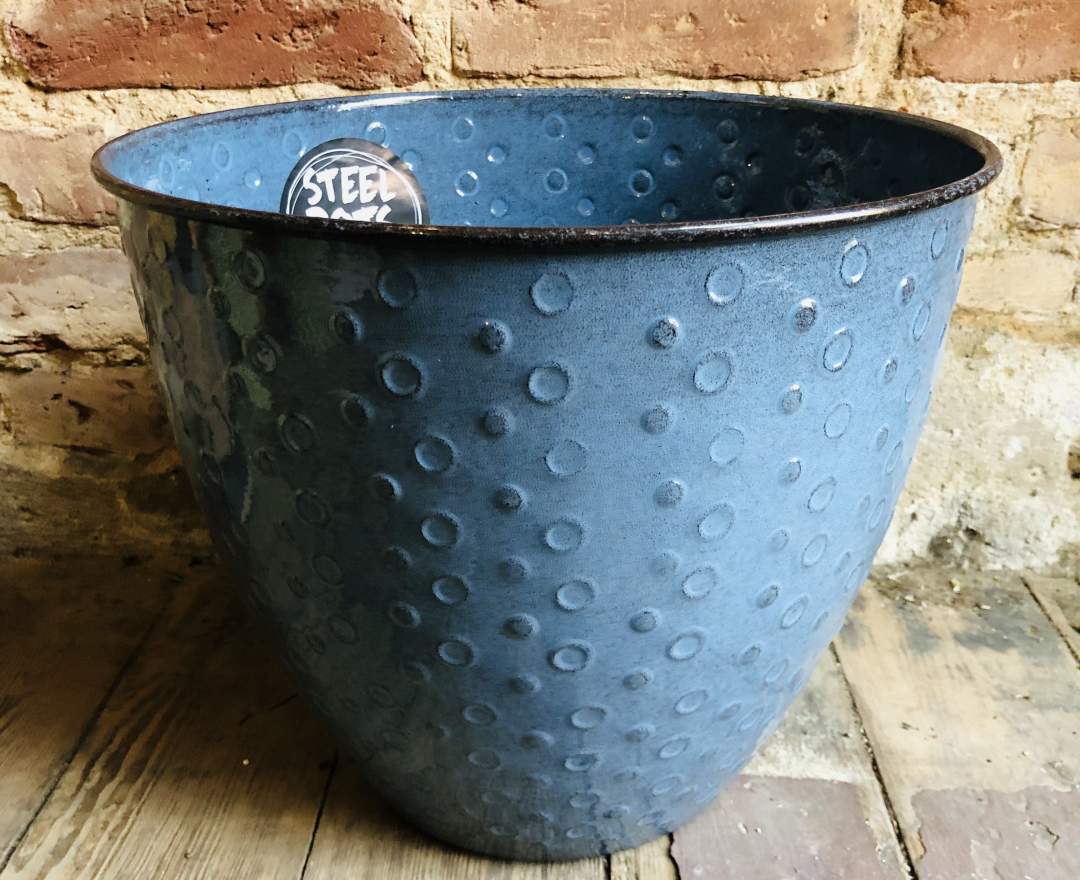 1st Tannendiele Übertopf „Steelpots“ (blau) / XL