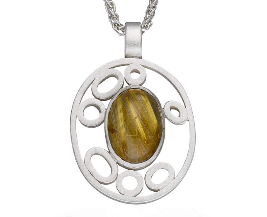 Goldschmiede TRAPEZ - Birgit Johannsen - Halskette mit Rutilquarz - Cabochon und Silber