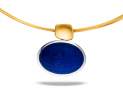 Goldschmiede TRAPEZ - Birgit Johannsen - Halsschmuck mit Lapislazuli, Silber und 22kt Gold Thumbnail