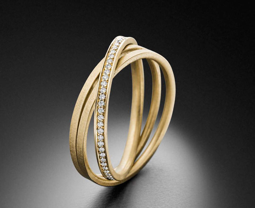STEINBACH Goldschmiede Kettenring Gelbgold mit 3 Einzelringen STEINBACH Goldschmiede Kettenring Gelbgold mit 3 Einzelringen