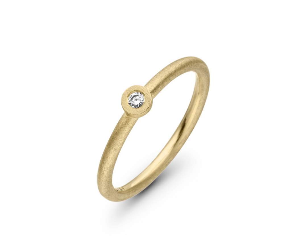 Goldschmiede TRAPEZ - Birgit Johannsen - Ring mit Brillant und 18 Karat Gold