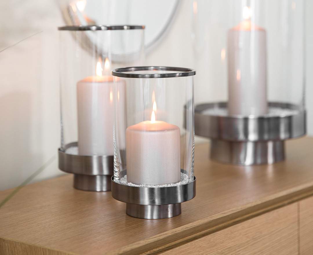 Fink Living KALUX Windlicht / 3-teilig / antik grau Fink Living KALUX Windlicht / 3-teilig / antik grau