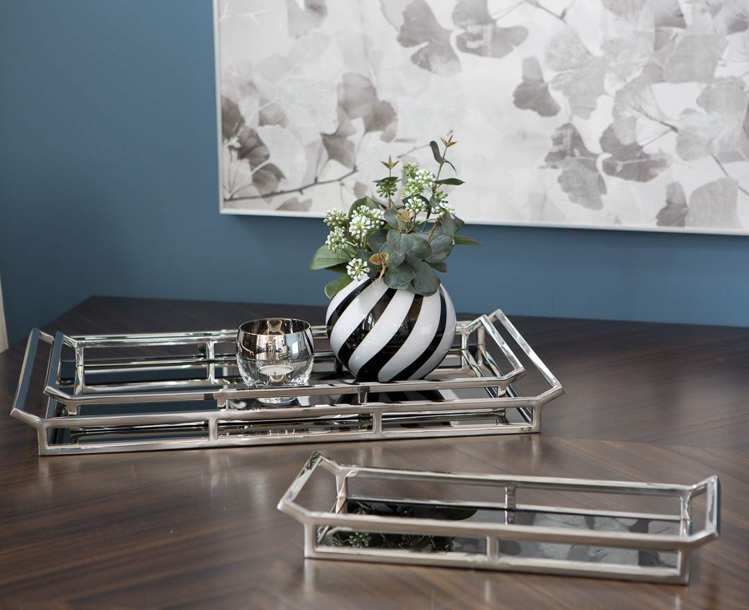 Fink Living PIANO Tablett / Glas schwarz / Edelstahl Fink Living PIANO Tablett / Glas schwarz / Edelstahl