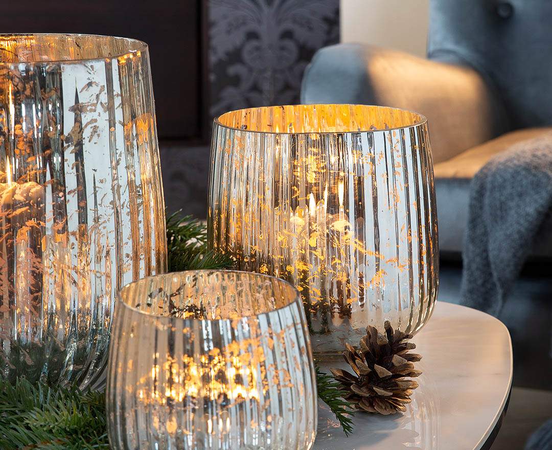 Fink Living DARCY Windlicht / Glas / antik silber Fink Living DARCY Windlicht / Glas / antik silber