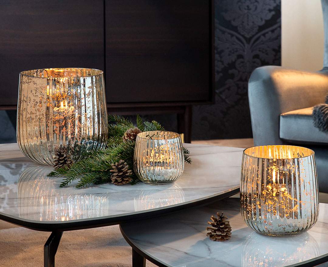 Fink Living DARCY Windlicht / Glas / antik silber Fink Living DARCY Windlicht / Glas / antik silber