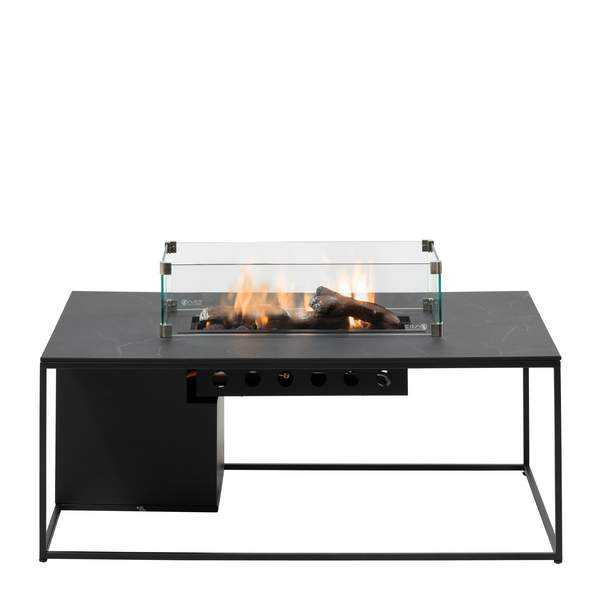 Cosi COSI® Feuertisch Cosidesign Line Gestell Schwarz / Tischplatte Marmoroptik