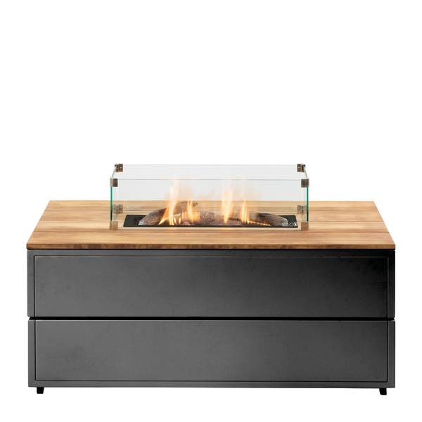 Cosi - COSI® Feuertisch Cosipure 120 Gestell Schwarz / Tischplatte Teak