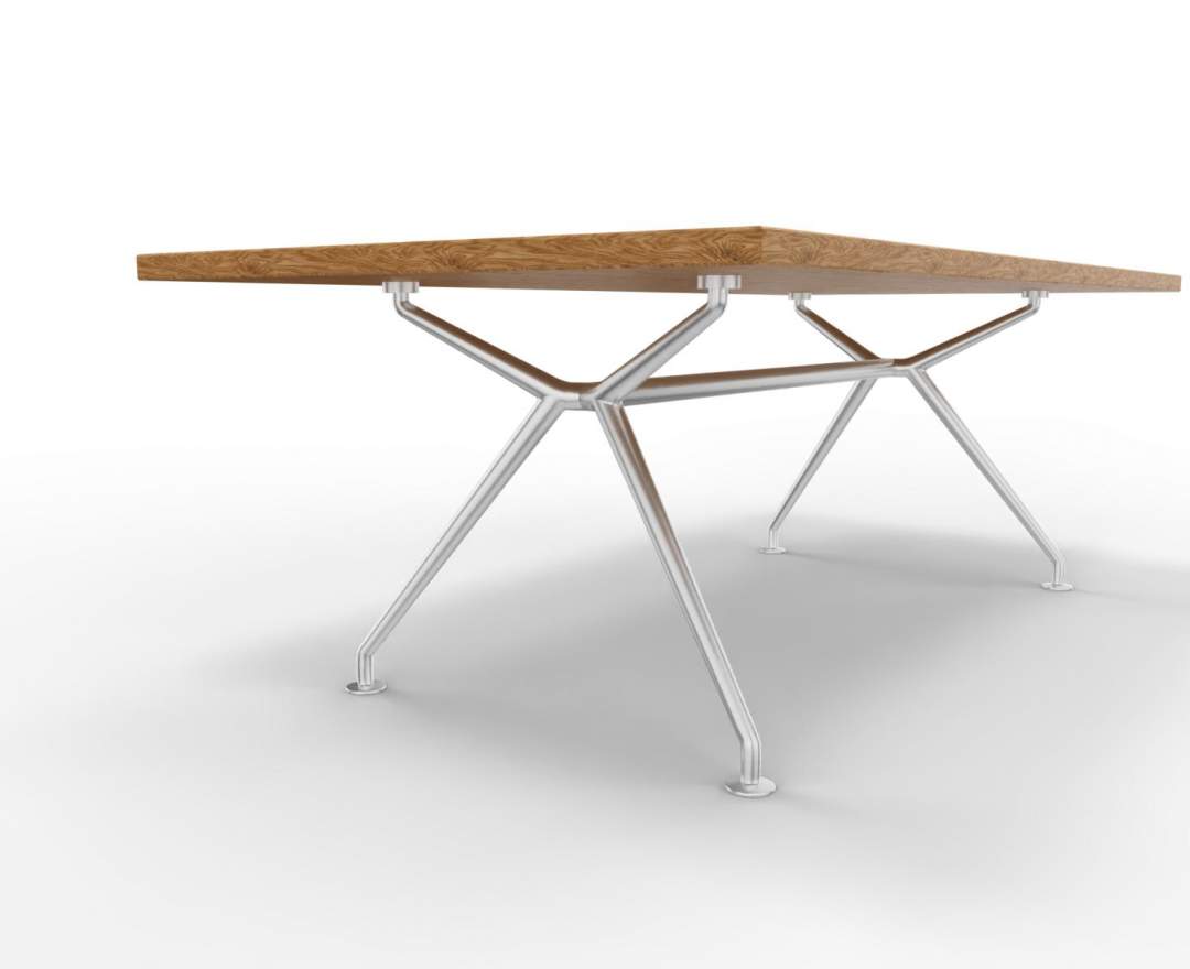 Wagner - W-Table 1100cm x 2200 cm Eiche glatt Geölt, 40mm Asteiche, Gestell Aluminium poliert