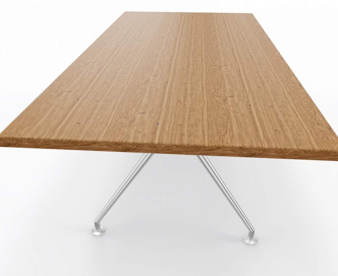 Wagner - W-Table 1100cm x 2200 cm Eiche glatt Geölt, 40mm Asteiche, Gestell Aluminium poliert