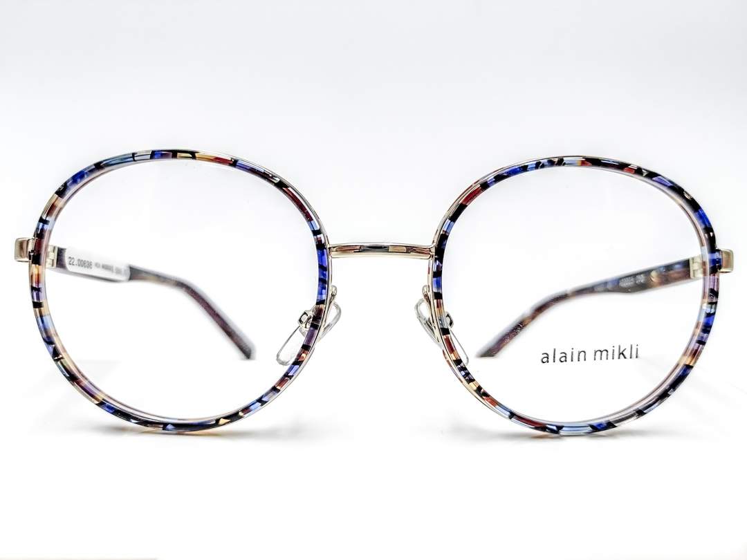 Alain Mikli - Trendige Metallbrille mit mehrfarbigem Kunstoffinnenring