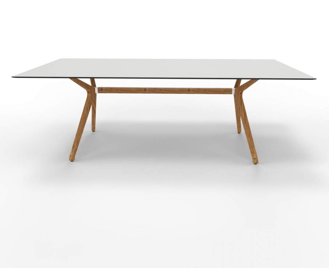 Wagner - W-Table 1100cm x 2200 cm HPL-Kompaktplatte weiß, Eichenholzgestell