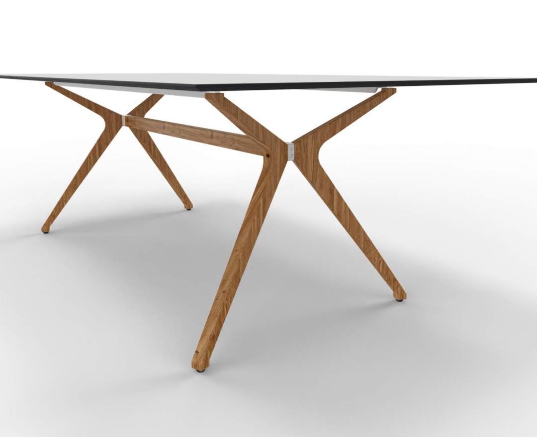 Wagner - W-Table 1100cm x 2200 cm HPL-Kompaktplatte weiß, Eichenholzgestell