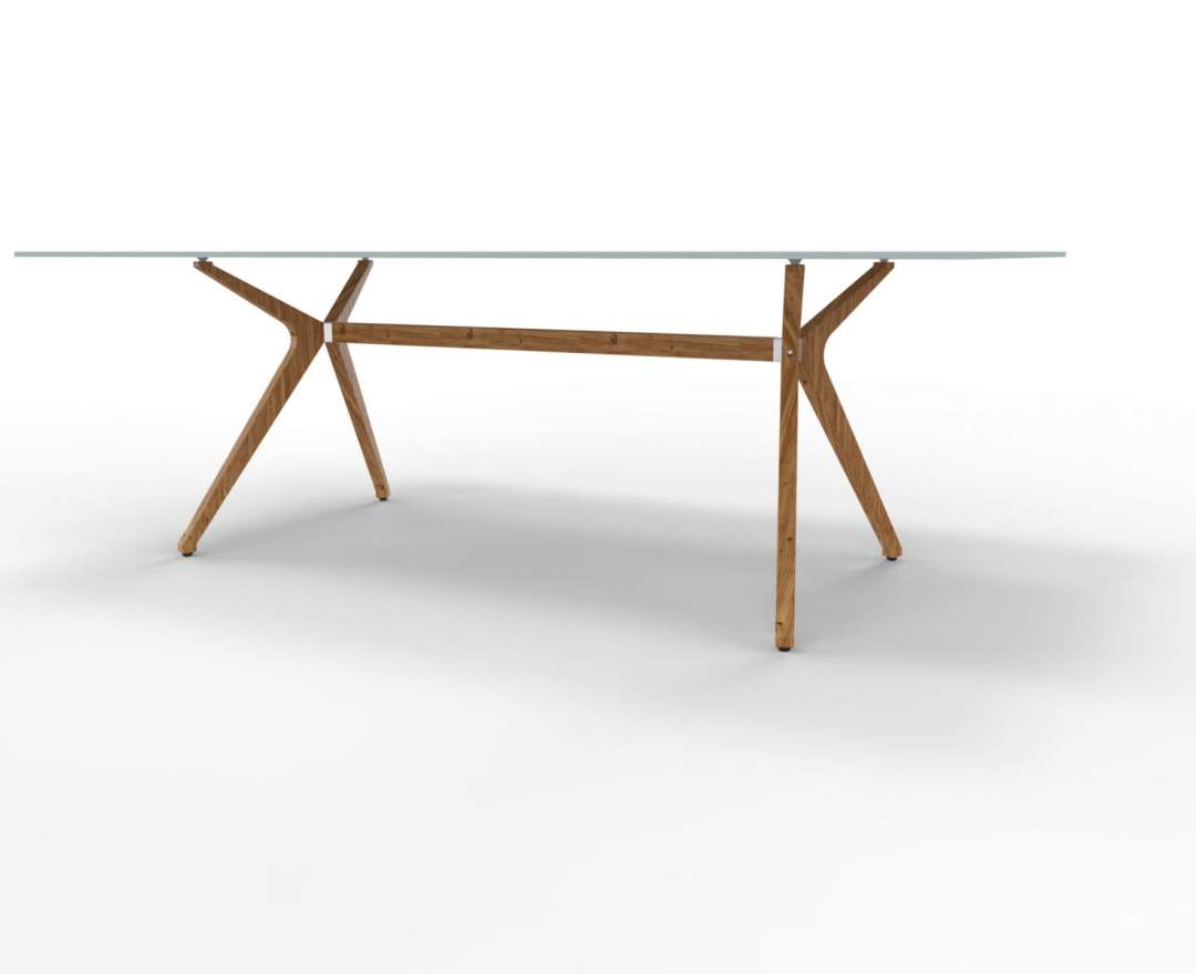 Wagner - W-Table 1100cm x 2200 cm Glasplatte, Eichenholzgestell