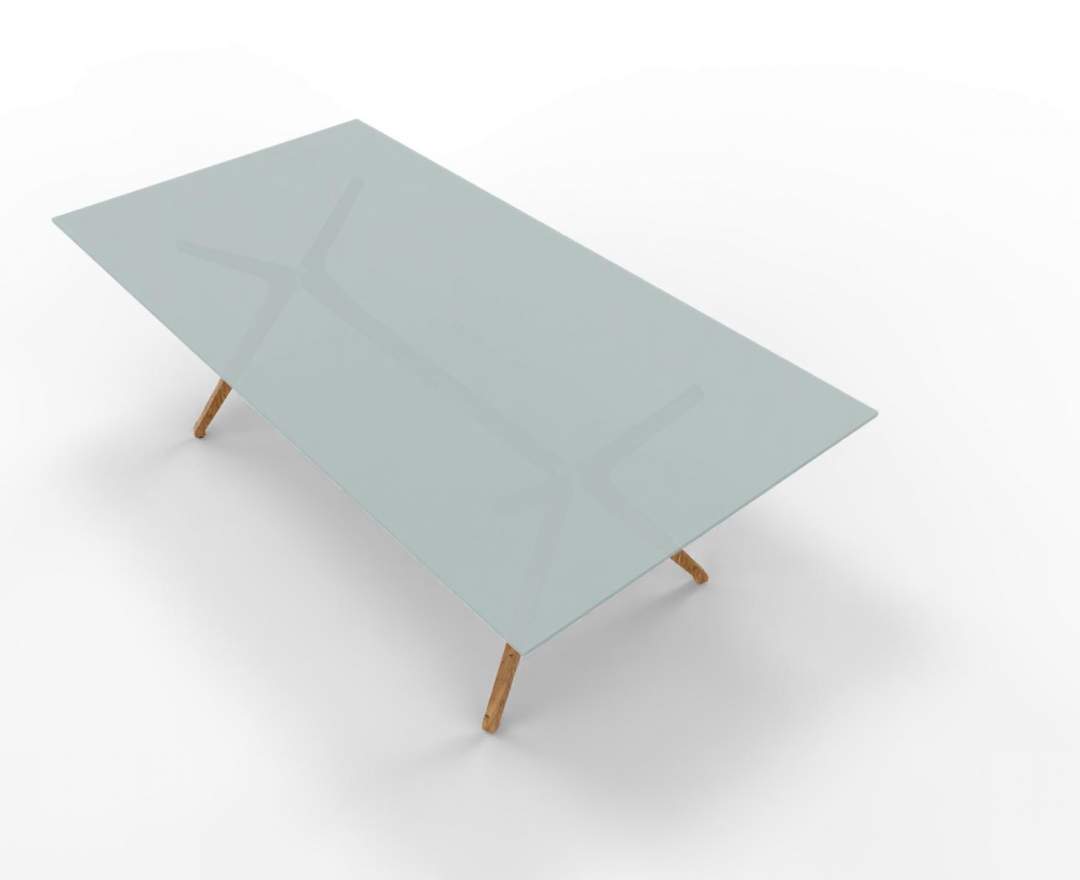  Wagner W-Table 1100cm x 2200 cm Glasplatte, Eichenholzgestell