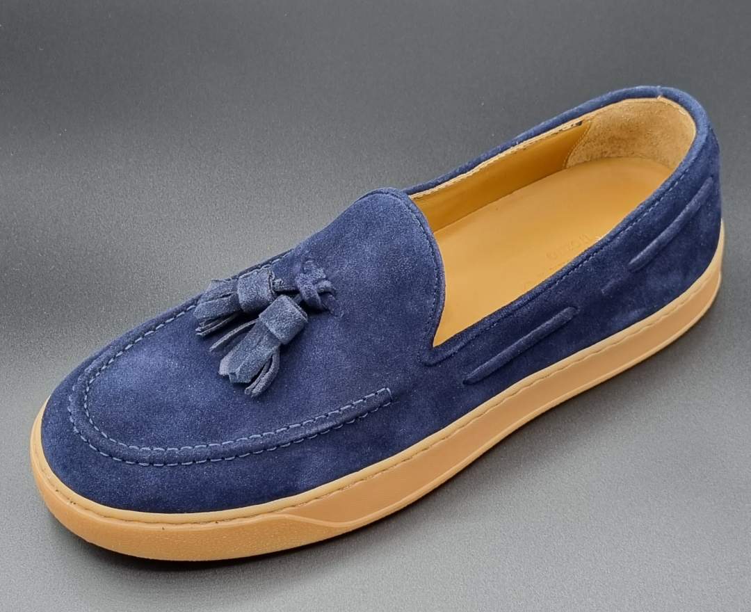 DE FILIPPO uomo Loafer Velours Dunkelblau