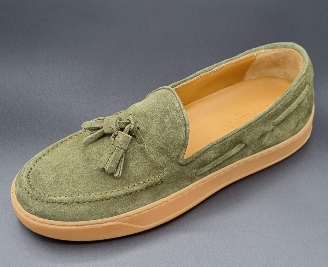 DE FILIPPO uomo Loafer Velours Grün