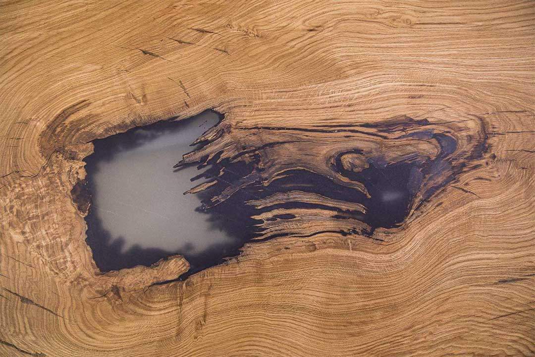 wohnsektion - Große Baumscheibe aus Eiche 410 x 135cm