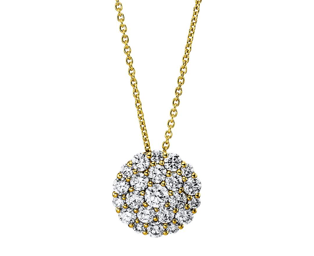 Linschmann 750/- Gelbgold Collier mit 22 Brillanten TW-vsi/si gesamt 1,19 ct. Rund 41cm länge