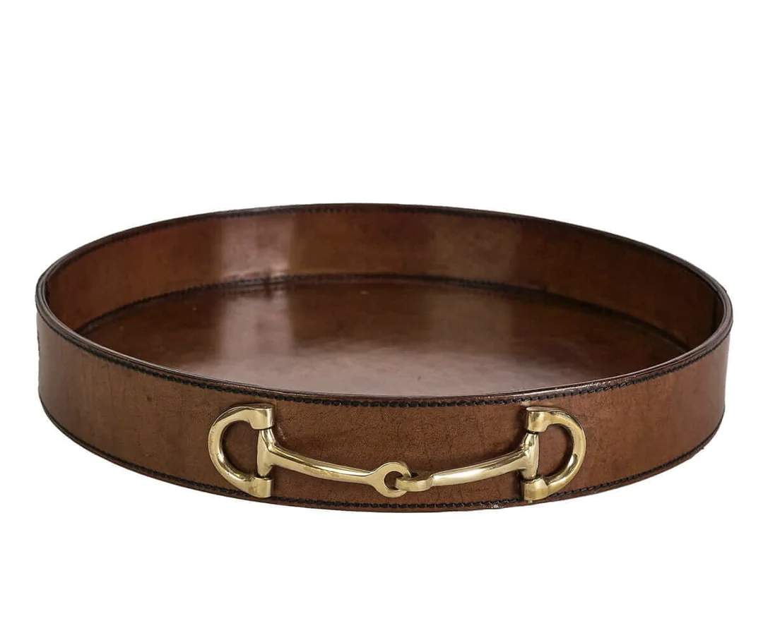 Adamsbro Tablett Leder Leather Tray Snaffle Bit Goldenes Gebiss Equestrian Collection