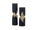 Richmond Interiors - Richmond Interiors, Kerzenhalter Osiris 2er Set, Gold Schwarz Thumbnail