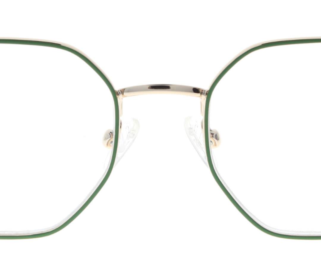 I Need You - Grün-Goldene Fertiglesebrille YOKO aus hochwertigem Metall mit Federscharnier