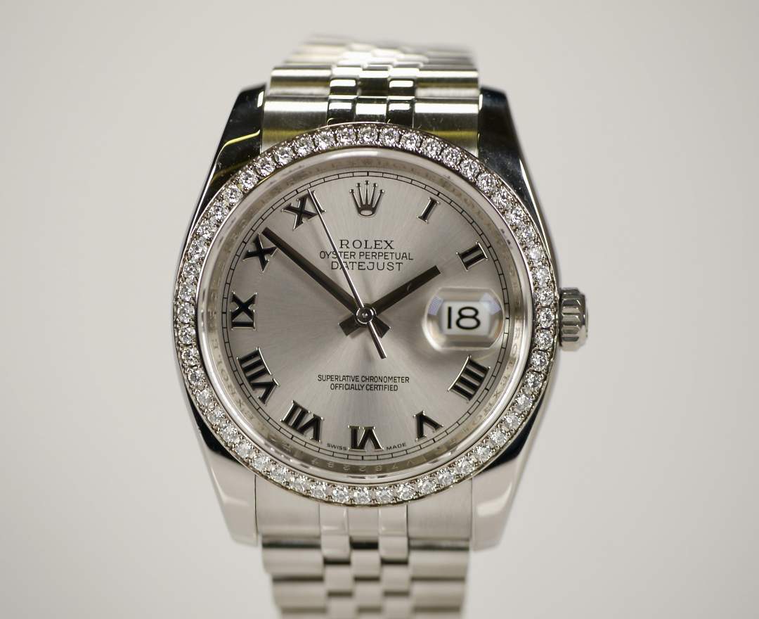 Rolex Datejust 36 mm 2009 116244 LC170 Italy Diamond Bezel incl. Box & Papiere