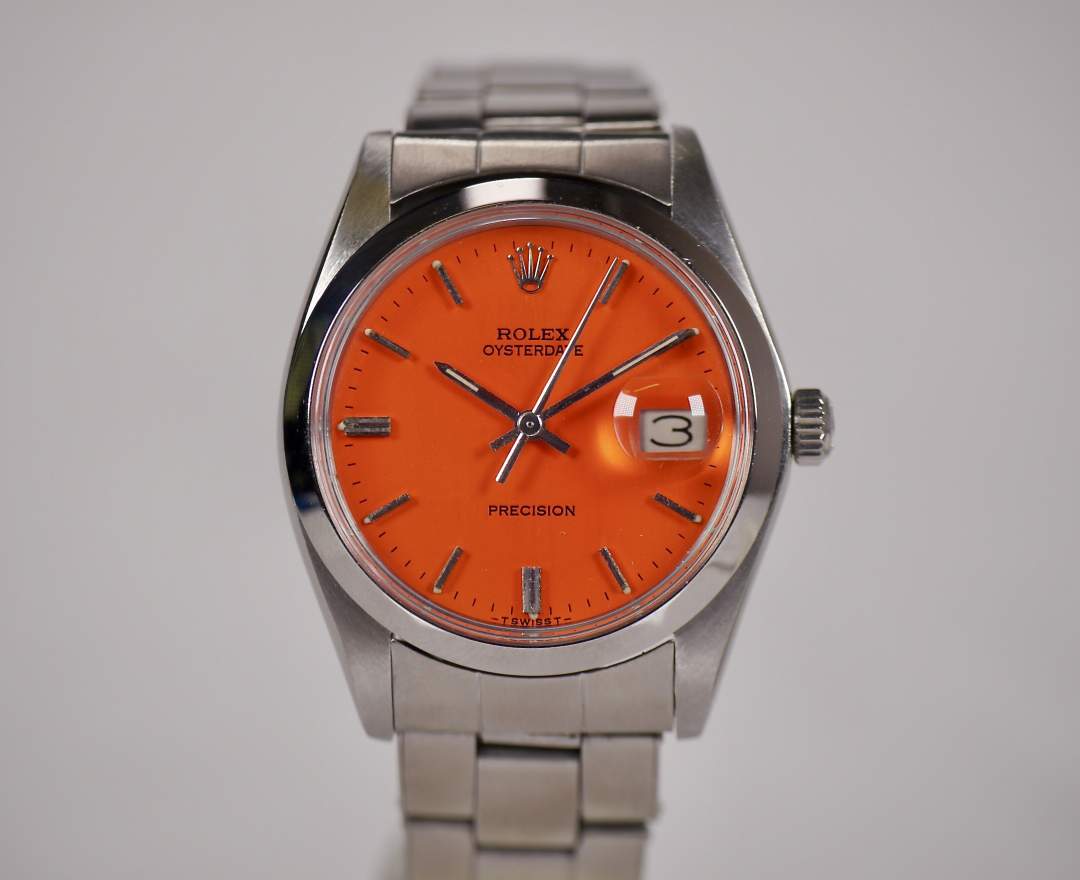 Rolex Oysterdate Precision 6694 Orange 34mm 1974 inkl. Box