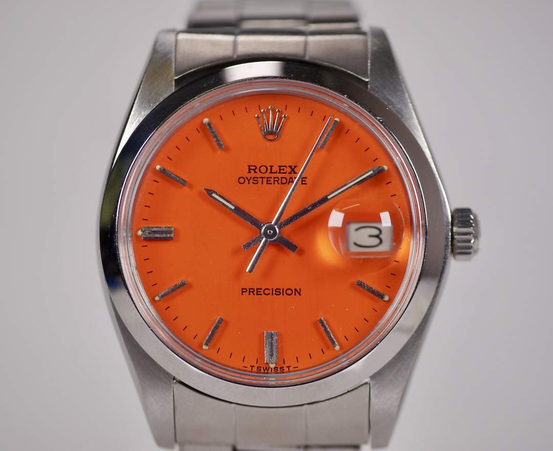 Rolex Oysterdate Precision 6694 Orange 34mm 1974 inkl. Box