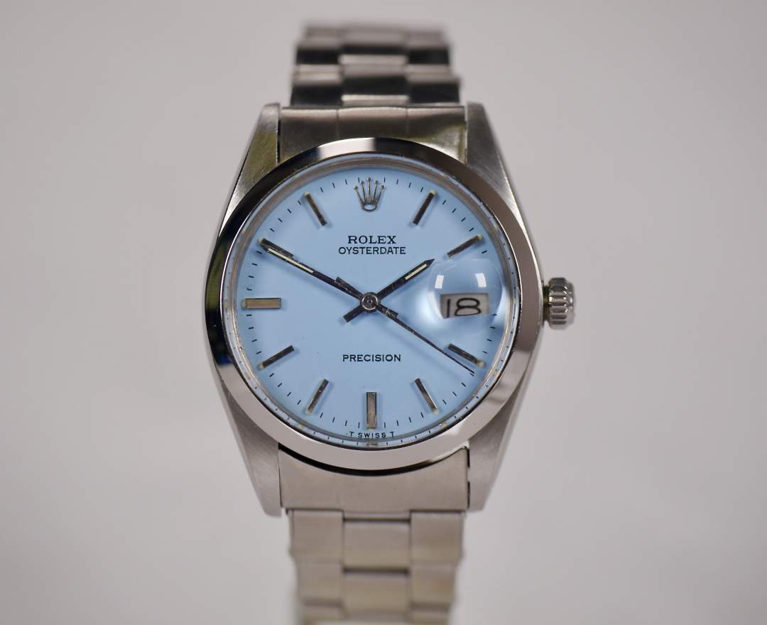 Rolex Oysterdate Precision 6694 Baby Blue 34mm 1975 inkl. Box