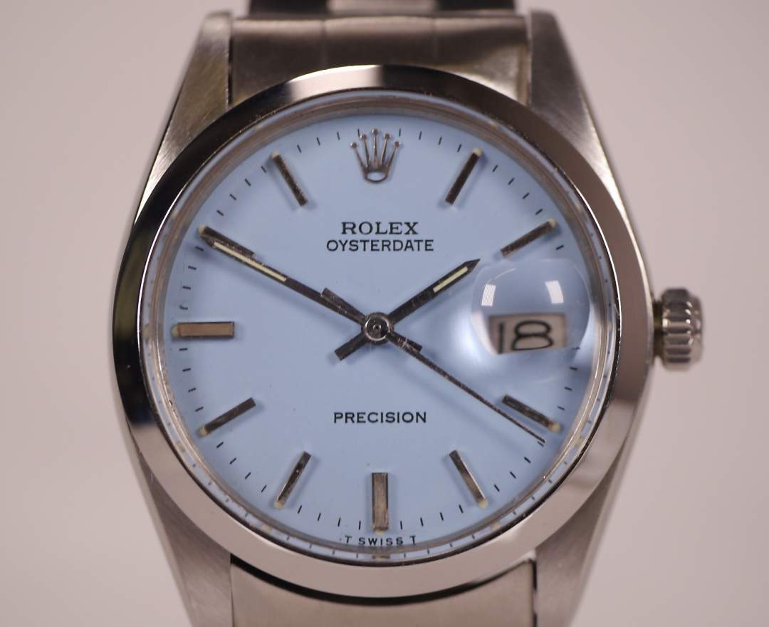 Rolex Oysterdate Precision 6694 Baby Blue 34mm 1975 inkl. Box