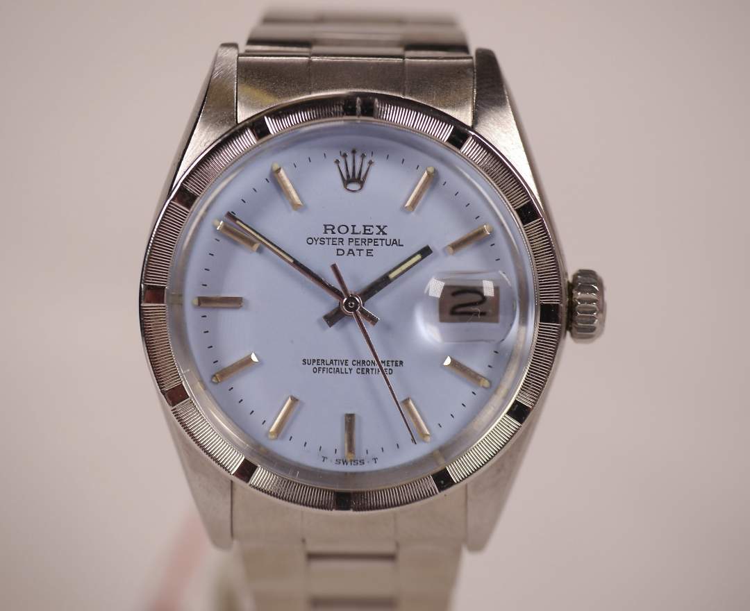 Rolex - Rolex Oyster Perpetual Date 1501 Baby Blue 34mm 1975 inkl. Box