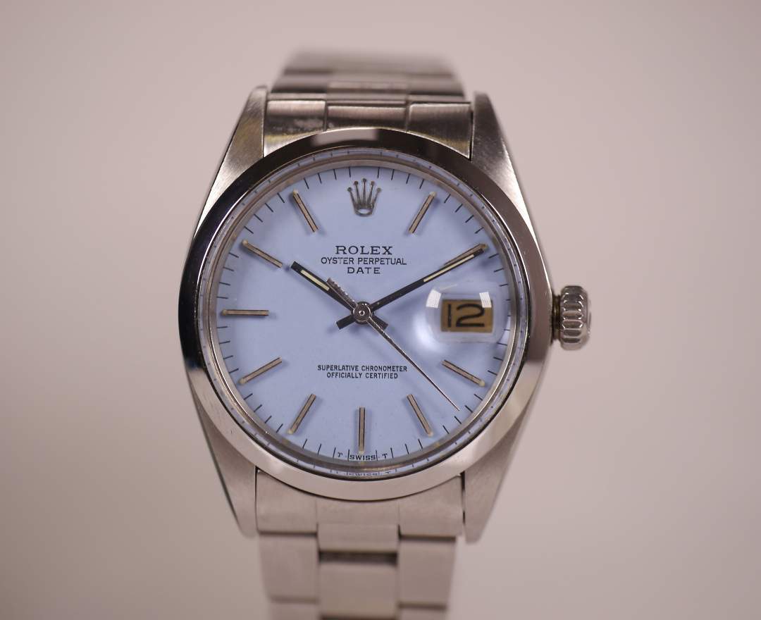 Rolex Rolex Oyster Perpetual Date 1500 Baby Blue 34mm 1976 inkl. Box