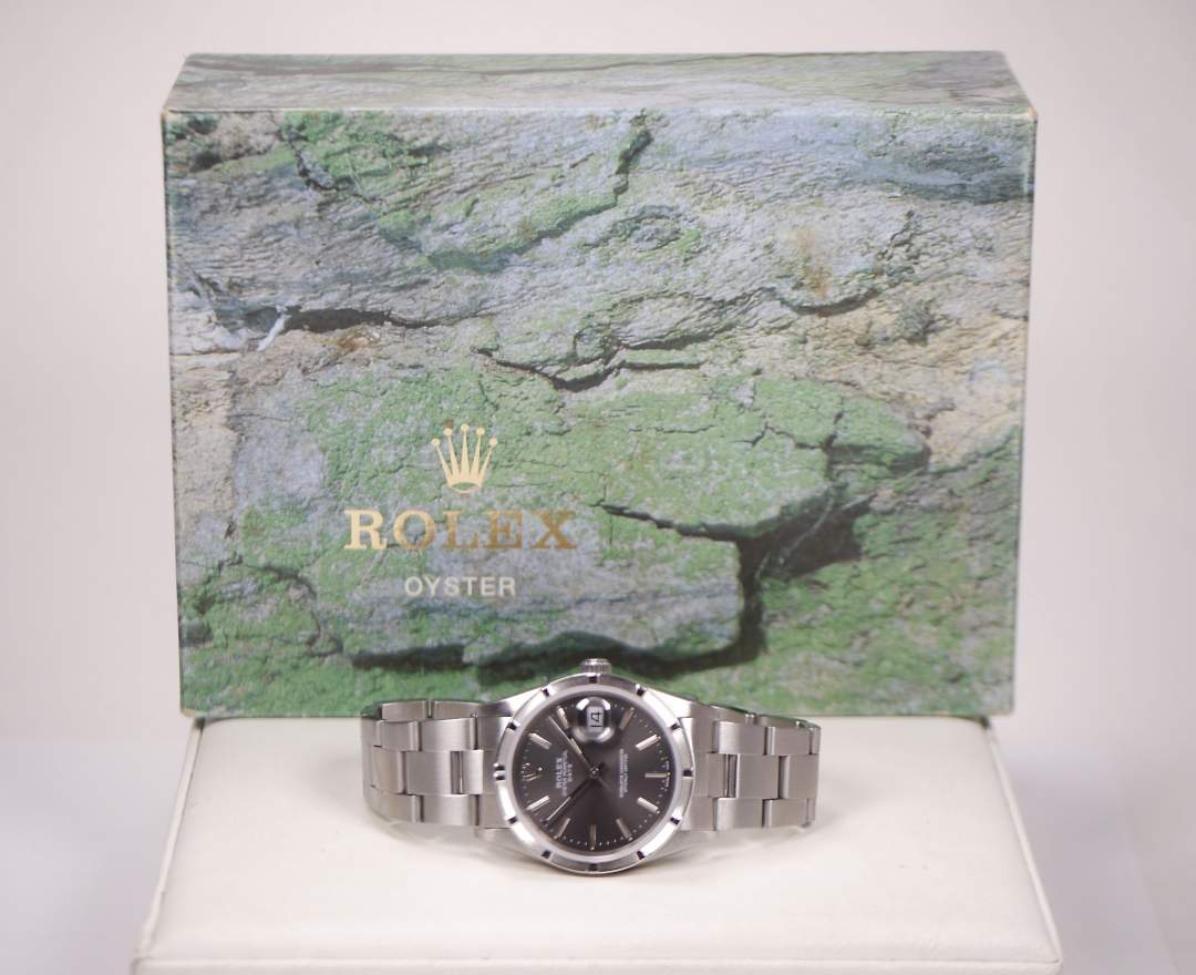 Rolex Oyster Perpetual Date 15210 Cal. 3135 1991 34mm Grau inkl. Box